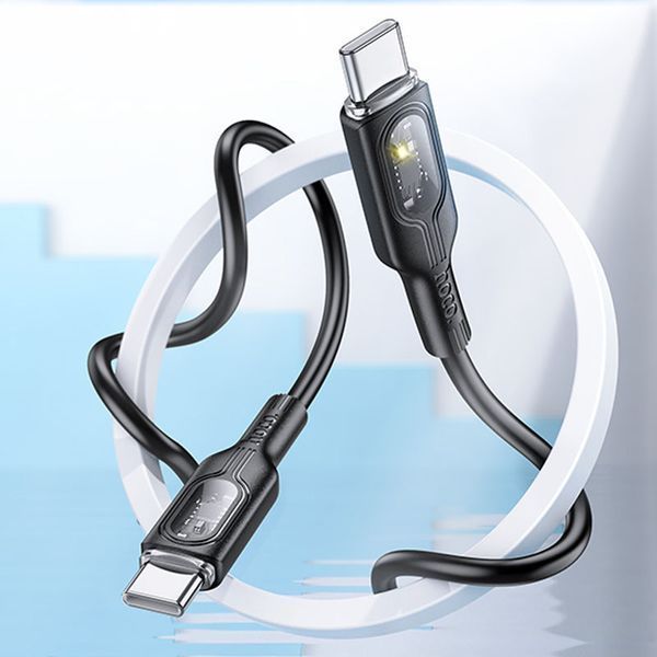 Дата кабель Hoco U120 Transparent explore intelligent power-off PD 60W Type-C to Type-C (1.2m) 00000066088_2 фото