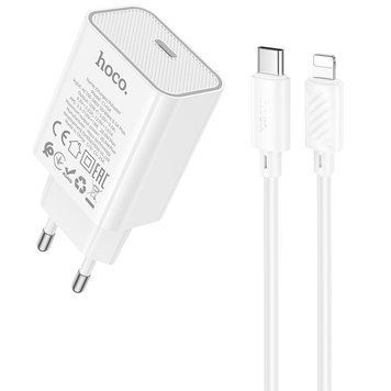 МЗП Hoco C143A Benefit PD20W (1USB-C) + кабель Type-C to Lightning 00000078638_1 фото