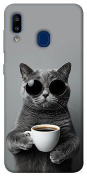 Чохол itsPrint Grey cat coffee для Samsung Galaxy A20 | A30 802921 фото