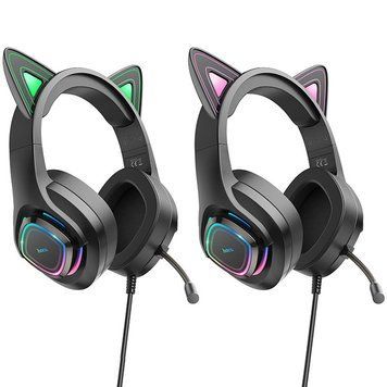 Накладні навушники Hoco W107 Cute cat (USB+3.5mm/2m) 00000064603_1 фото