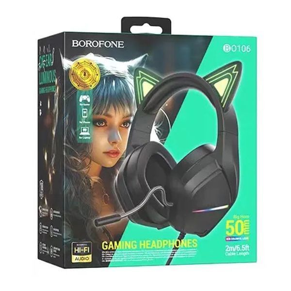 Накладні навушники Borofone BO106 Cute cat (USB+3.5mm/2m) 00000067805_1 фото