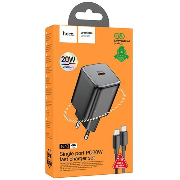 МЗП Hoco N40 Mighty PD20W (1USB-C) + кабель Type-C to Type-C 00000069108_1 фото