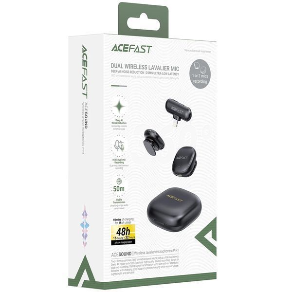 Петличний бездротовий мікрофон Acefast R1 Dual-mic Lightning 00000086089_1 фото